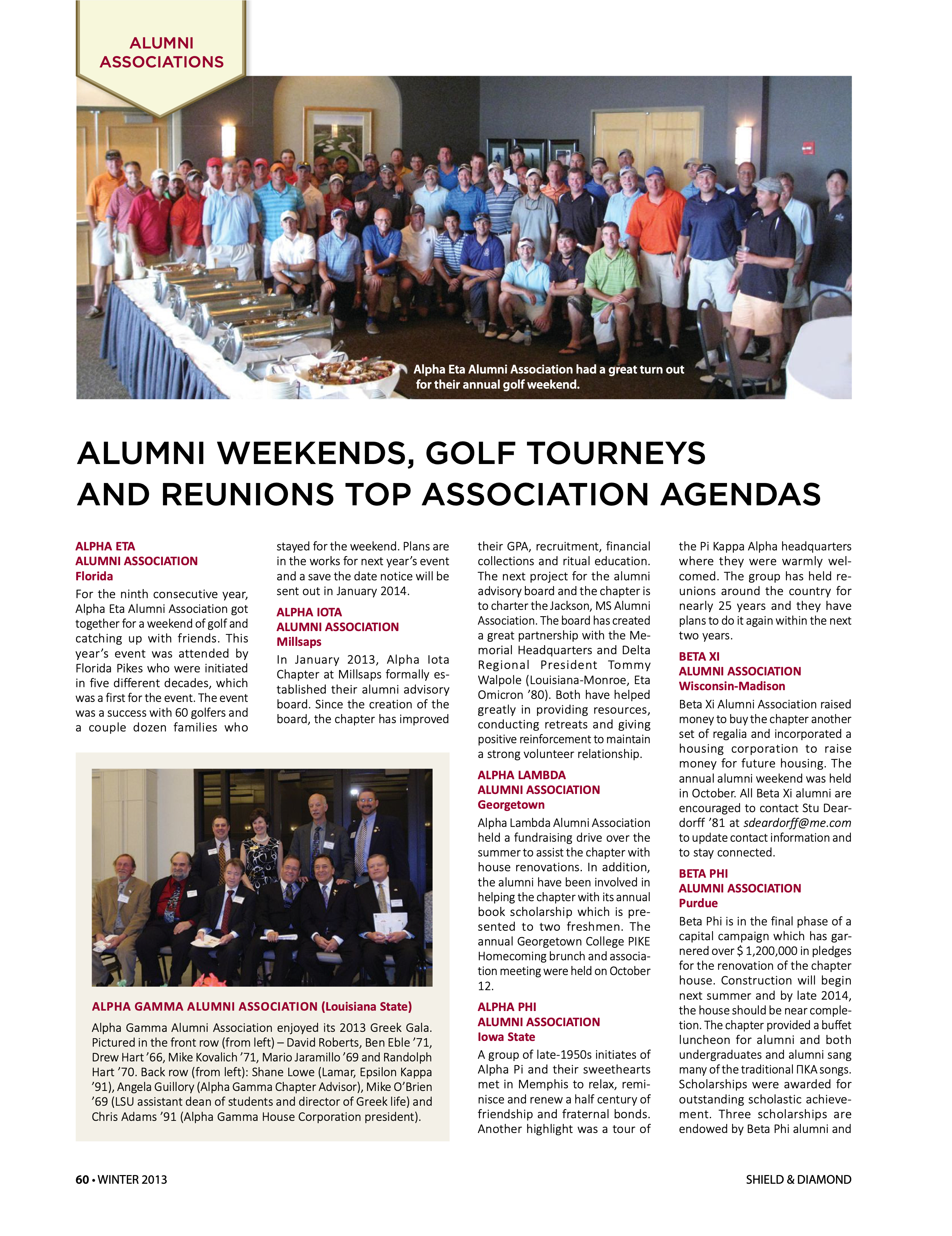 Alumni Associations, Winter 2013